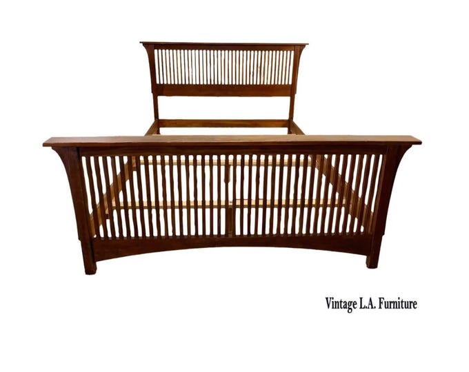 Authentic Stickley Mission Arts & Crafts Oak Vintage Queen Bed Frame Headboard