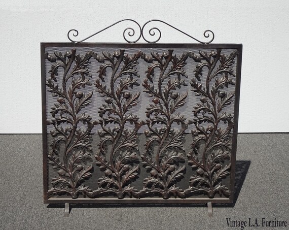Vintage Spanish Style Black Wrought Iron Metal Fireplace Etsy