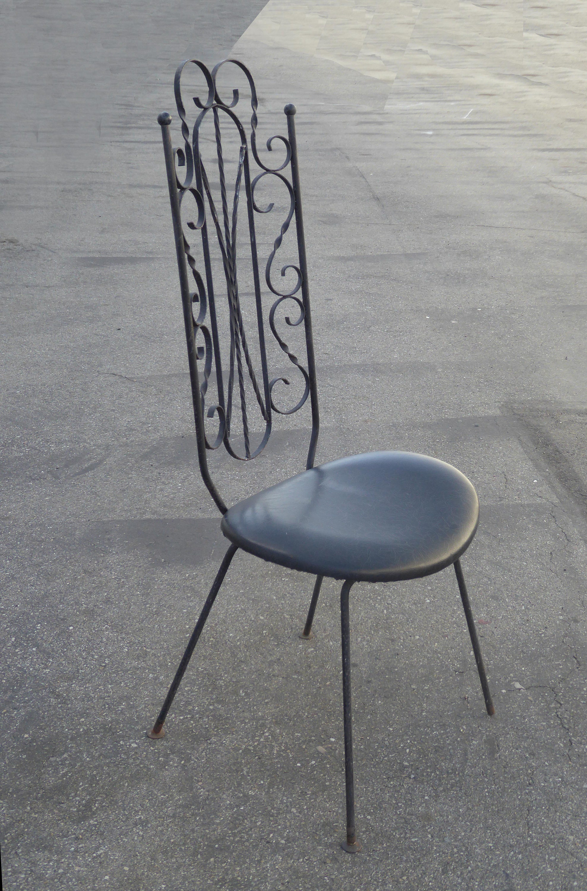 RARE Set of Six Vintage Spanish Style Dining Chairs Metal Scrolls Mid