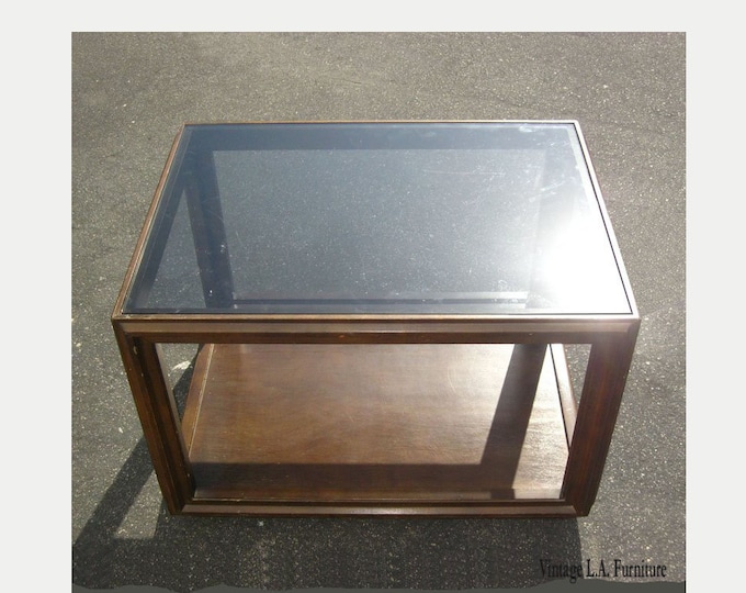 Vintage Mid-Century Modern Two Tier Glass Top End Table