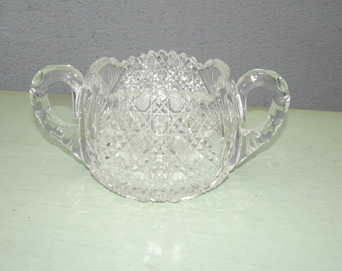 Vintage American Brilliant Heavy Cut Glass Sugar Bowl