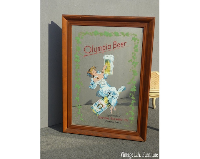 Vintage Olympia Beer Pale Export Wall Mantle Mirror Capitol Brewing Co.
