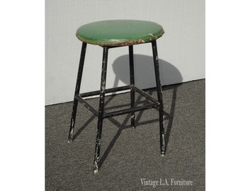 Vintage French Country Farmhouse Chic Rustic Green Counter Bar Stool Asis