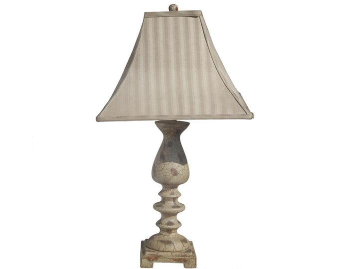 Vintage French Country Table Lamp w Crackle Finish