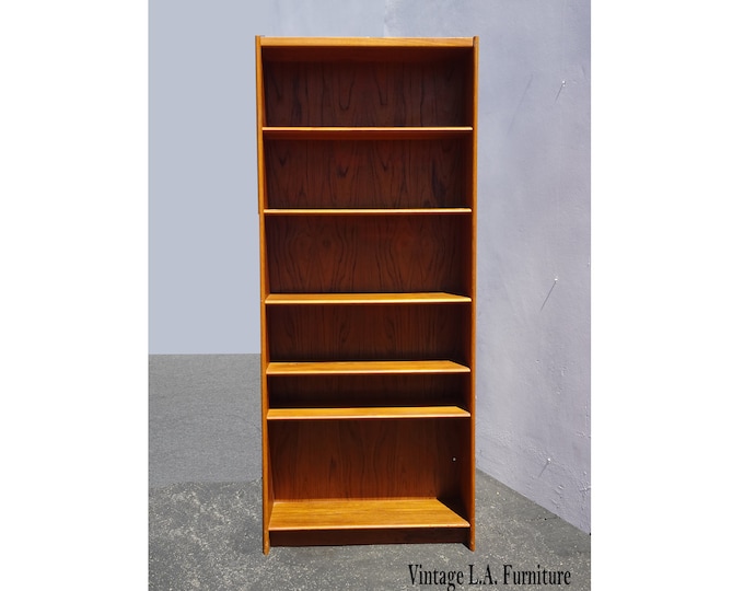 Vintage Mid Century Modern Golden Brown Bookcase Made in Denmark