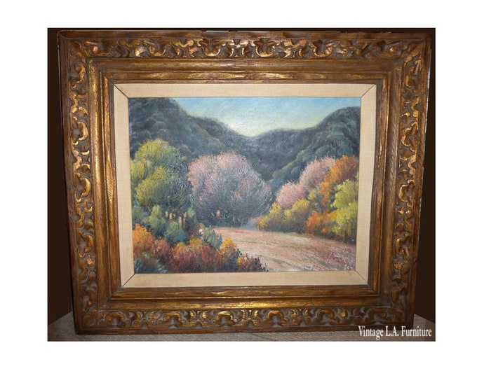 Vintage Desert Scene Landscape Oil on Canvas Painting Picture by Harry Horn 1947