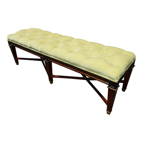 Vintage Mid Century Lime Green Tufted Bench End of Bed Bench Etsy