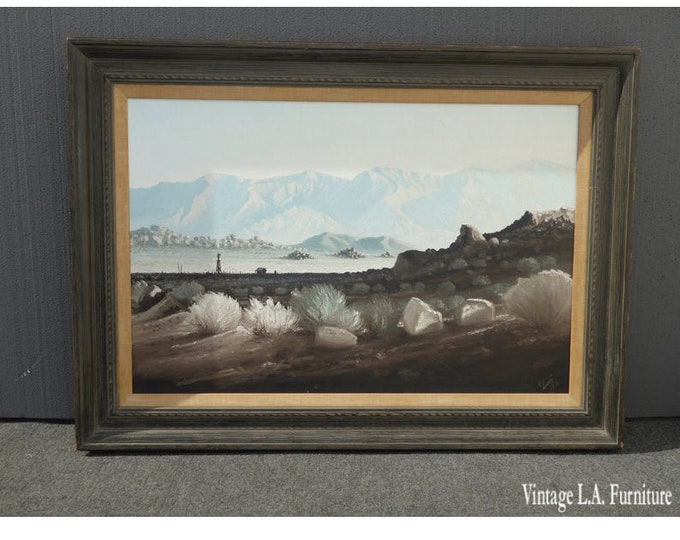 Vintage Picture Oil on Canvas Painting "The White Mountains" by Pat Weger c 1968