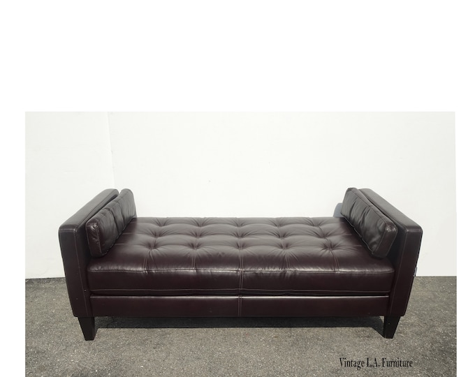 Chateau De Aux Brown Tufted Leather Chaise Lounge Settee Made in Italy