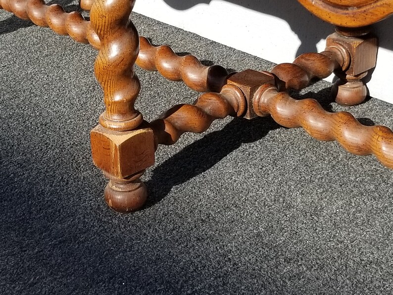 Vintage French Country Red Barley Twist Bench
