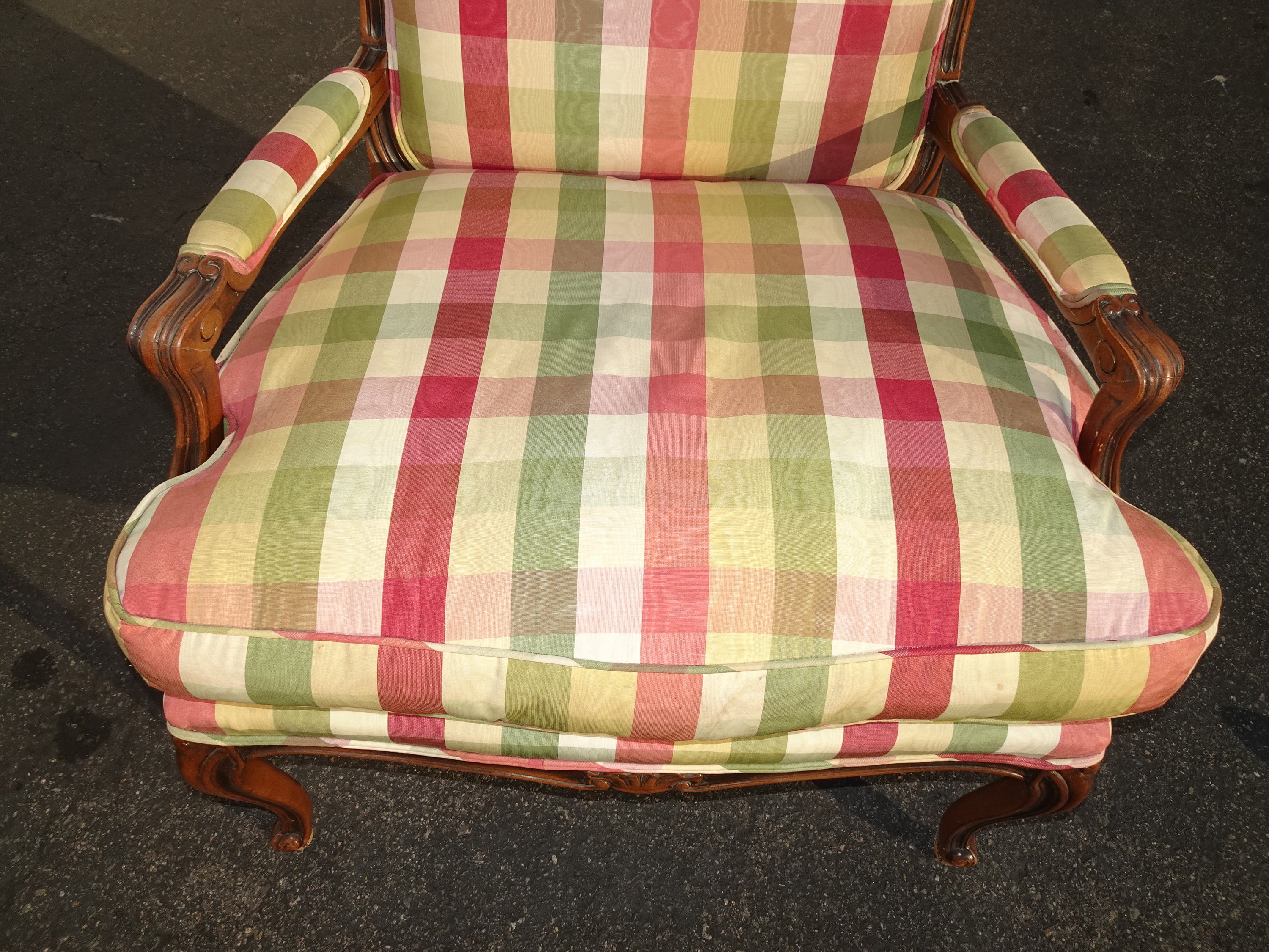 Vintage French Country Red & Green Plaid Accent Chair W Down Cushion Etsy