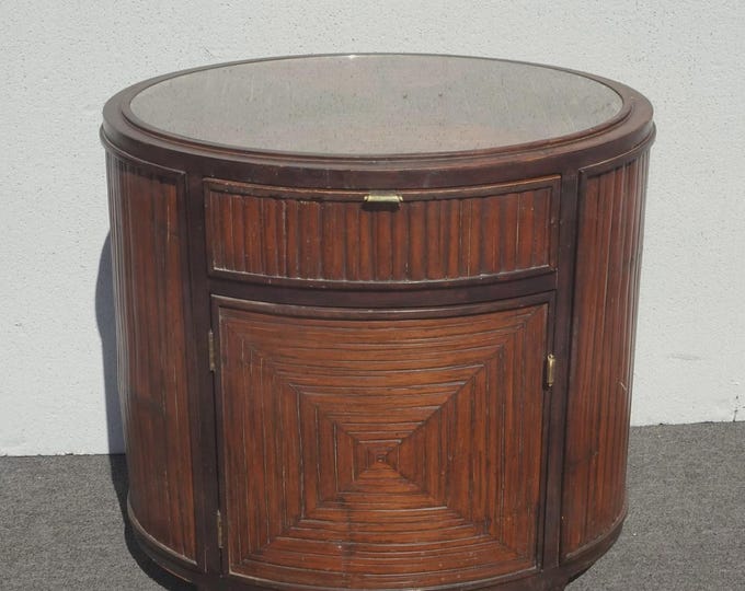 Vintage McGuire Faubourg Collection Oval Nightstand Chest With Drawer 2of 2