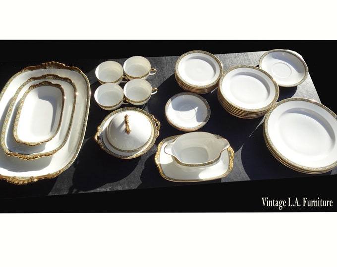 Vintage Set French Limoges China Ware Dishes Includes Serving Trays & Gravy Bowl