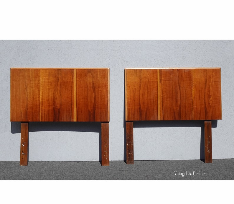 Pair of Vintage Mid Century Modern Brown Twin Headboards by Lane