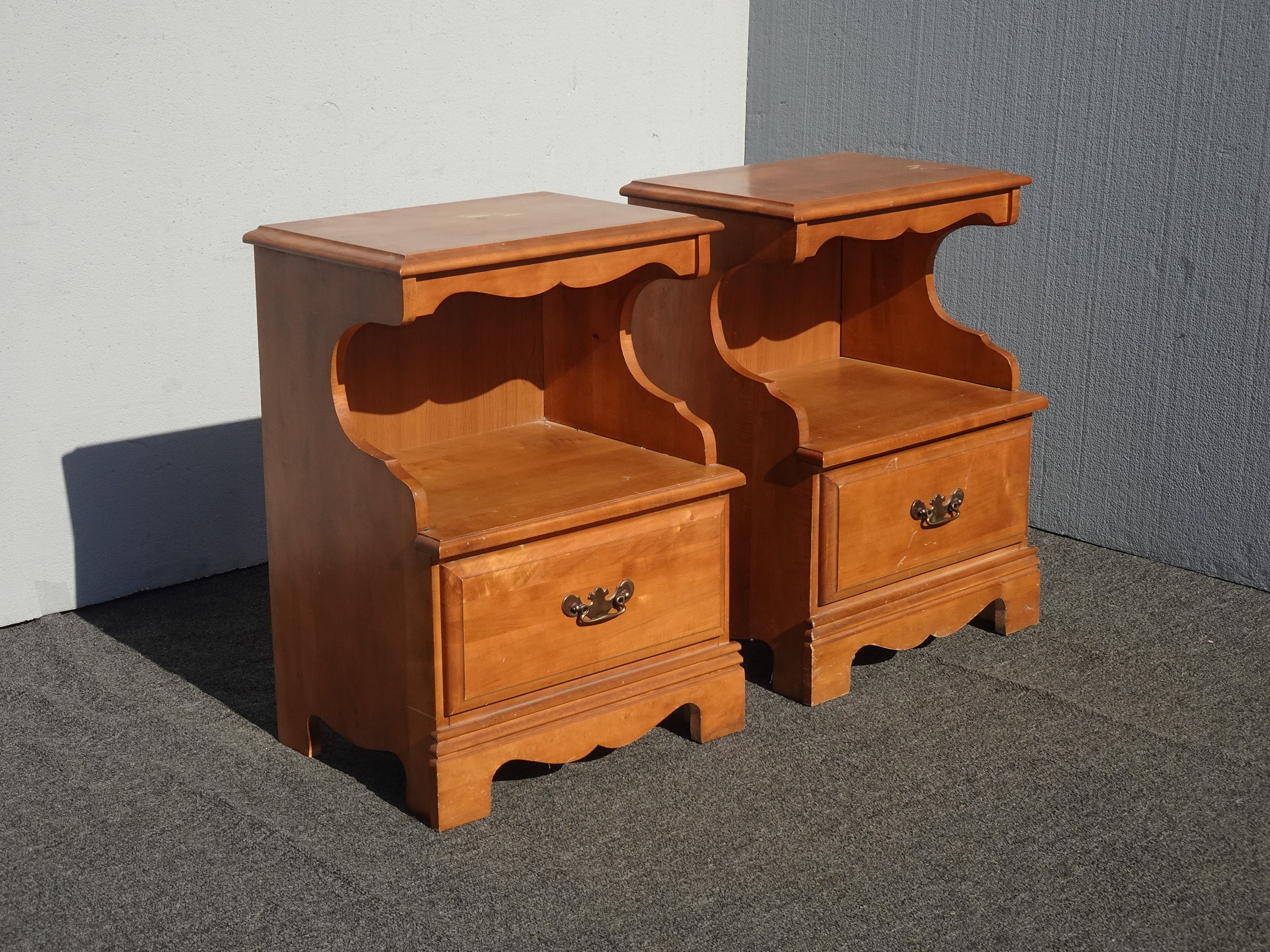 Pair of Early American Open Nightstands French Country Etsy