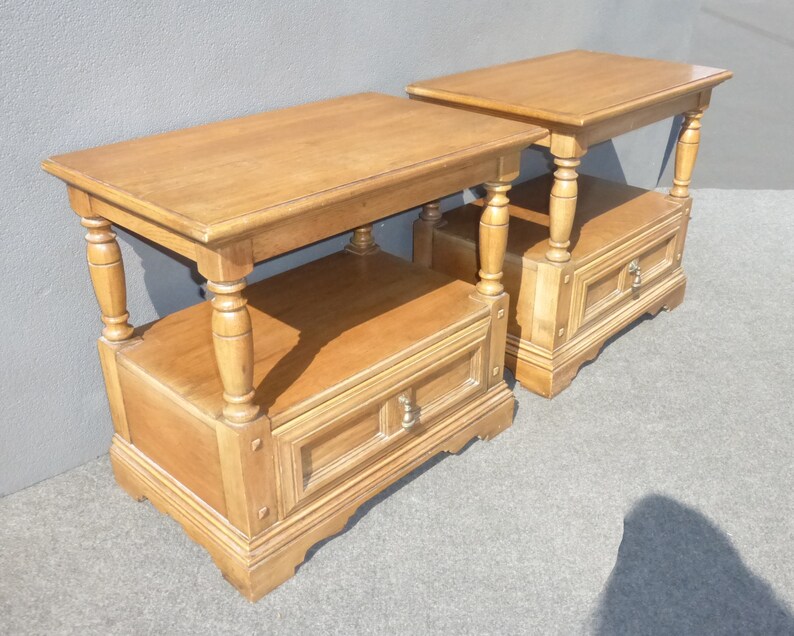 PAIR Vintage Mid Century End Tables French Country Cottage Etsy