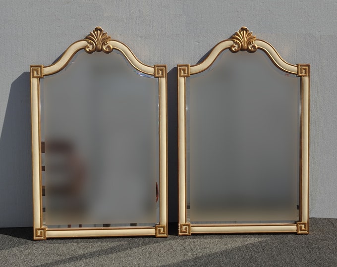 50 x 32 Pair Vintage French Provincial Country Off White & Gold Wall Mantle Mirrors