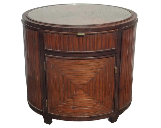 Vintage McGuire Faubourg Collection Oval Nightstand Chest With Drawer 2of 2