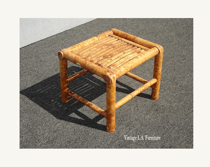 Vintage Bamboo Golden Brown Footstool