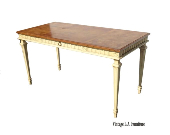 Vintage French Country Writing Executive Desk ~ Library Table by Shultz & Behrle