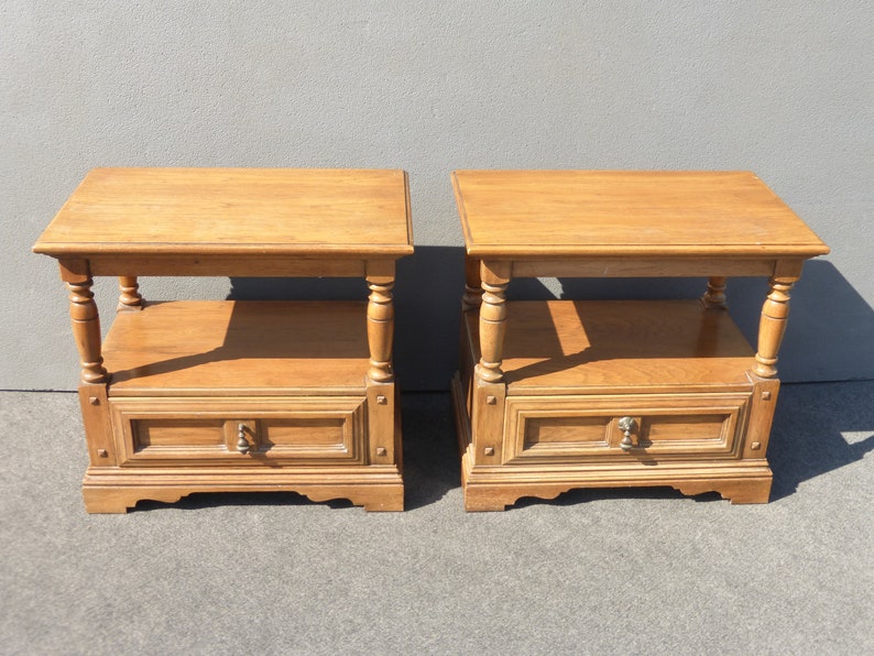 PAIR Vintage Mid Century End Tables French Country Cottage Etsy