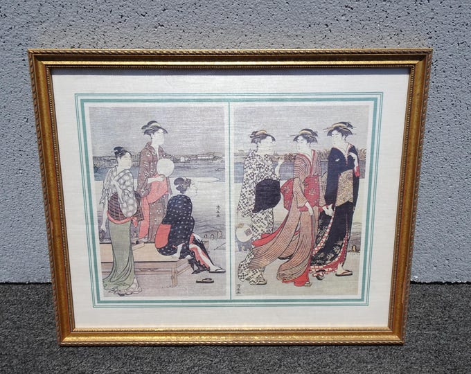 Signed Vintage Oriental Asian Picture of Geishas