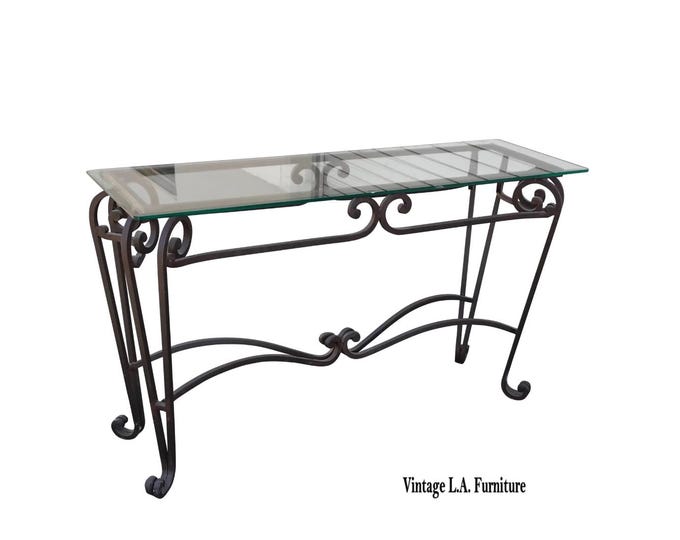 Vintage Spanish Style Wrought Iron Brown Console Table Side Table As is