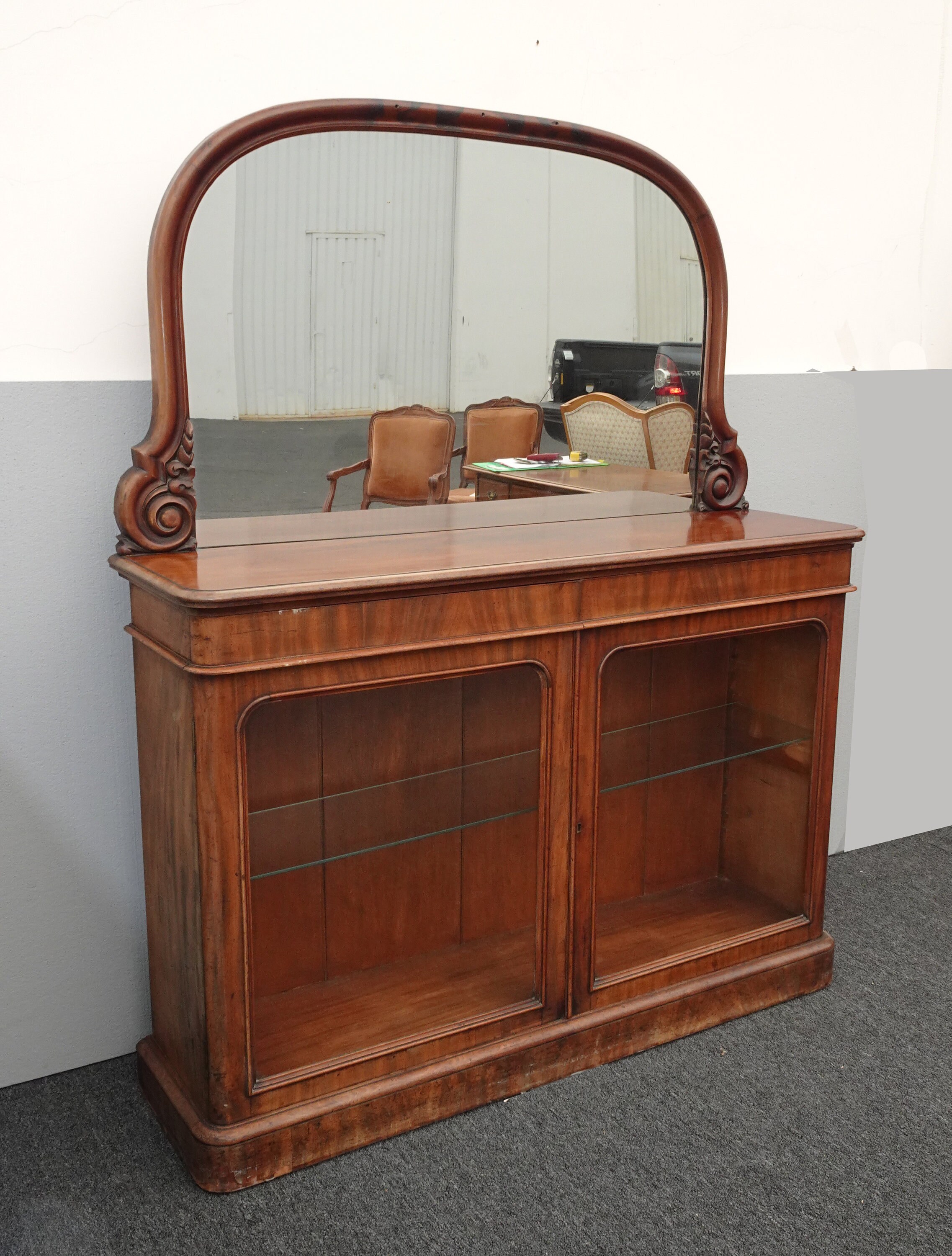 Antique French Country Sideboard Buffet with Mirror Victorian Spanish