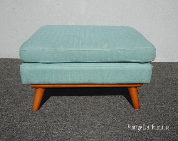 Vintage Mid Century Blue Ottoman Bench Footstool Stool