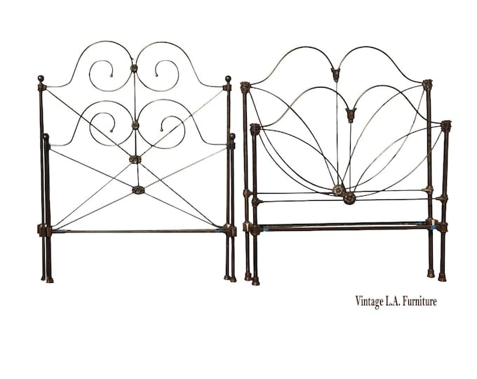 Pair of French Country Iron Twin Bed Frames Headboards & Rails ~ Match but dont
