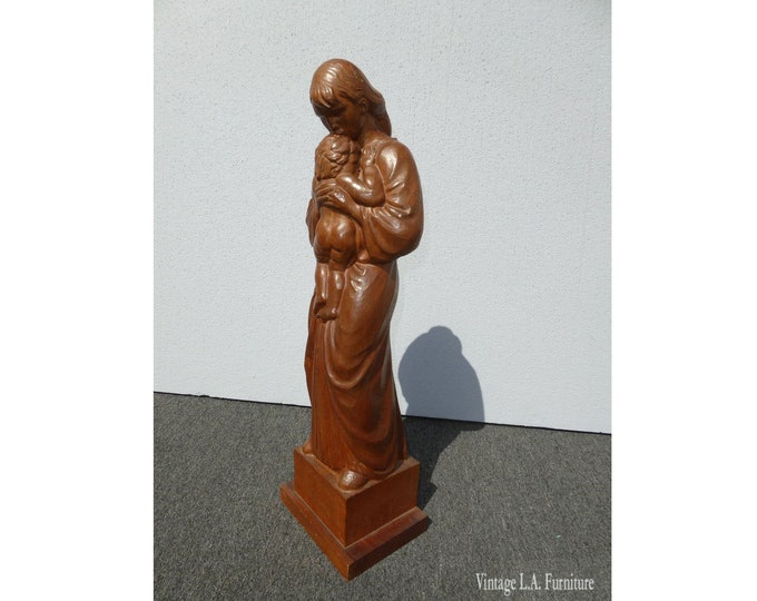 Vintage Swiss 29"H Statue 'Le Maire Et Enfant' Signed by Carl Albert Angst 1951