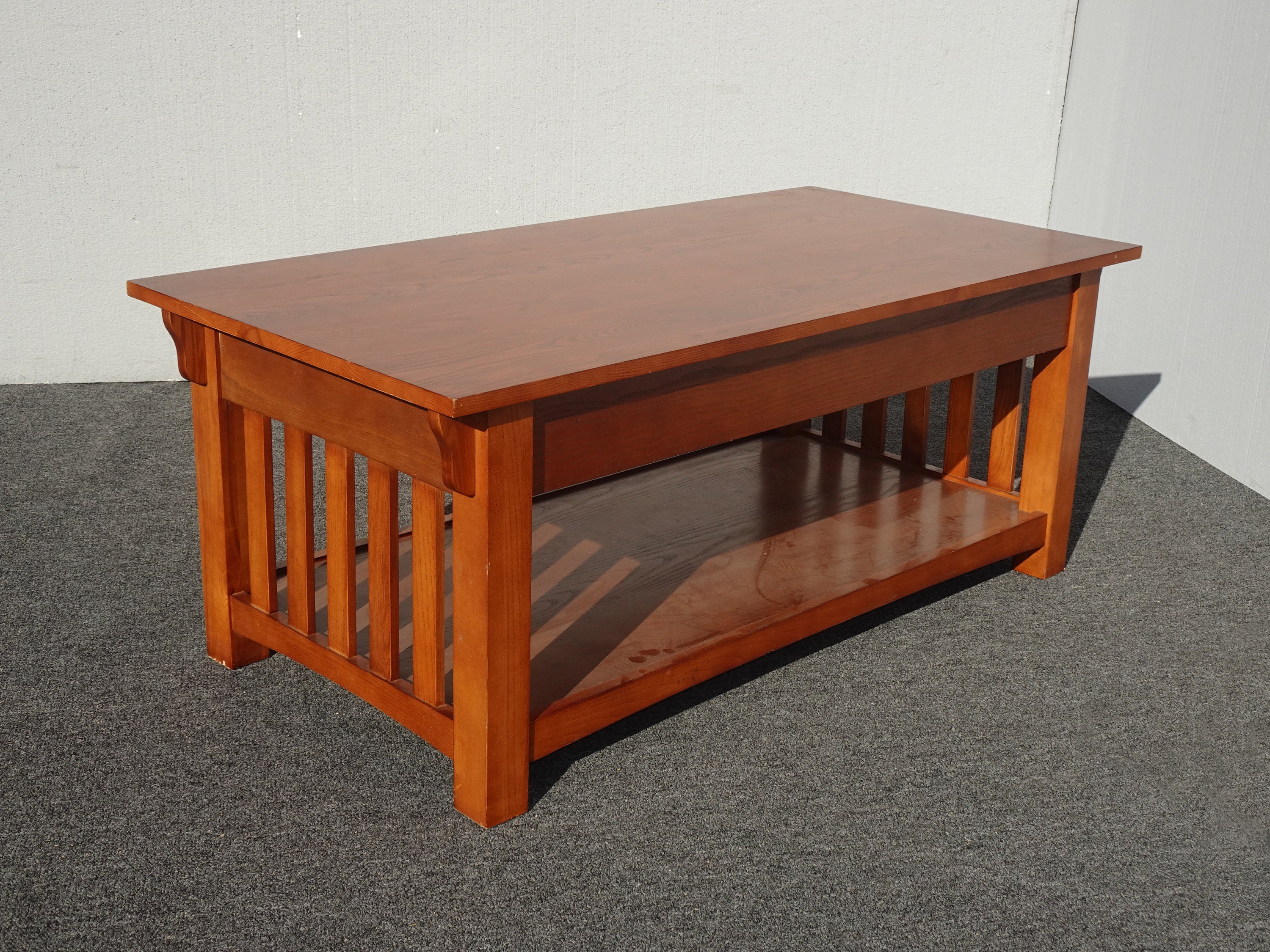 Vintage Stickley Style Brown Cocktail Coffee Table