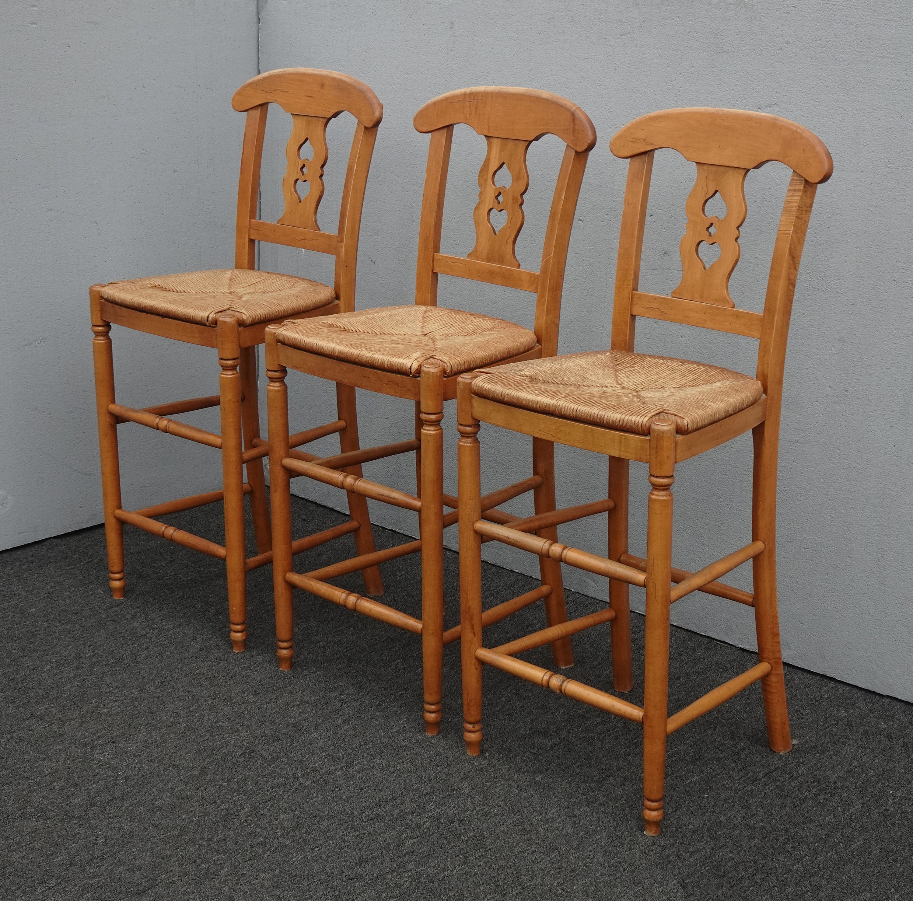 Set of Three Vintage Ethan Allen Farmhouse Pine Bar Stools Etsy UK