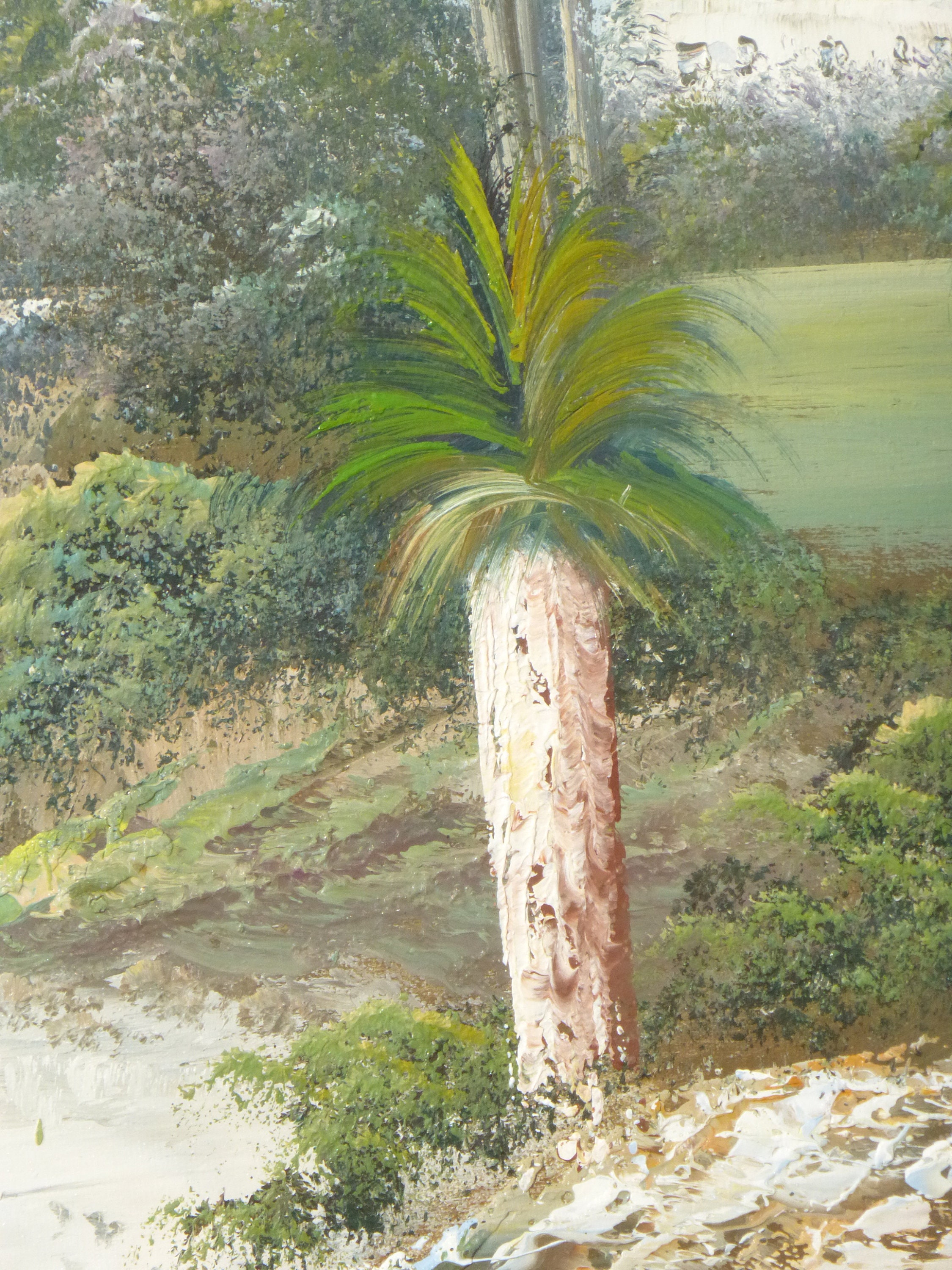 Vintage Framed Oil on Canvas Painting Coastal Scene Signed J. Neilson