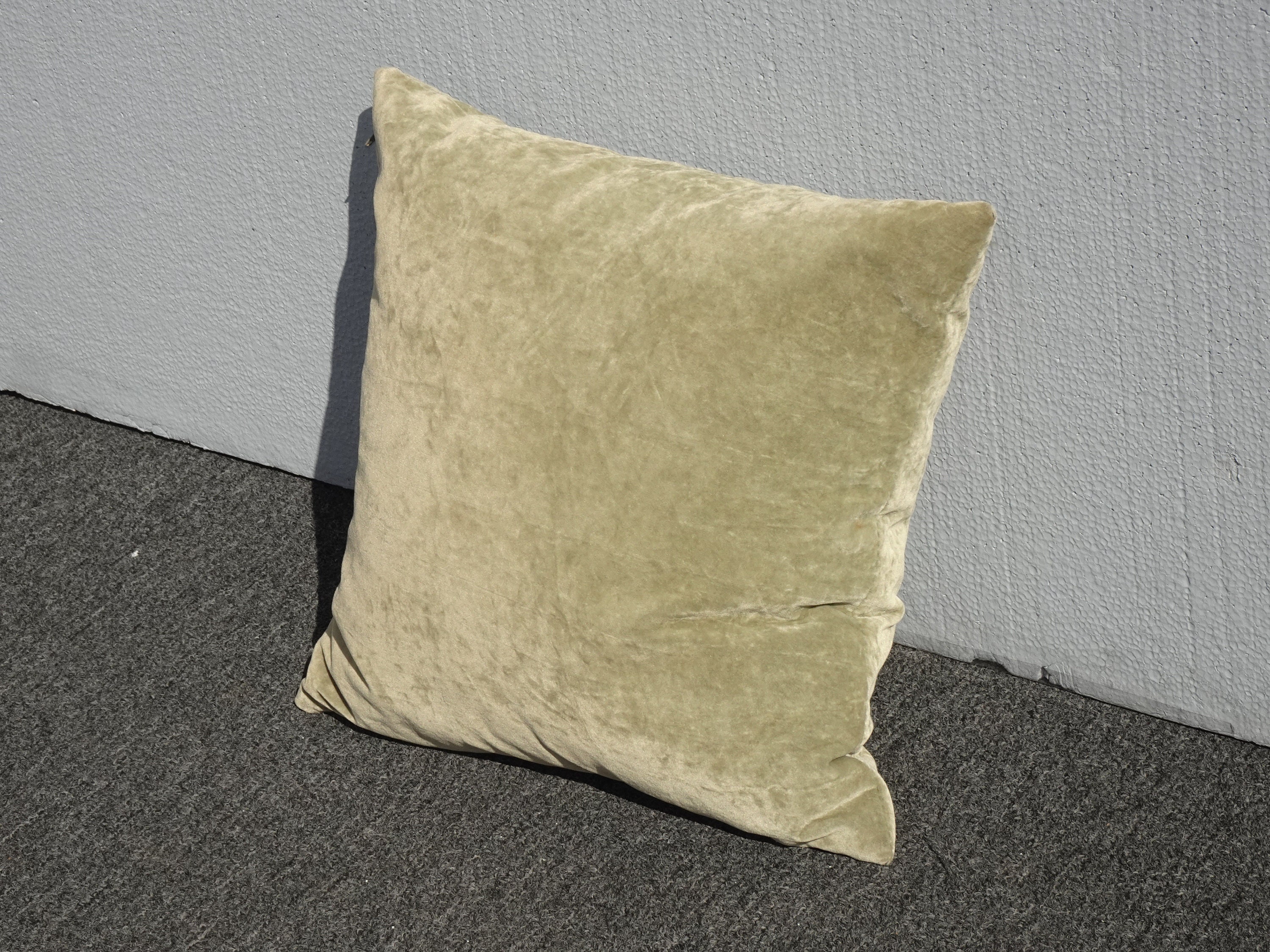 Green Velvet Down Feather Throw Pillow