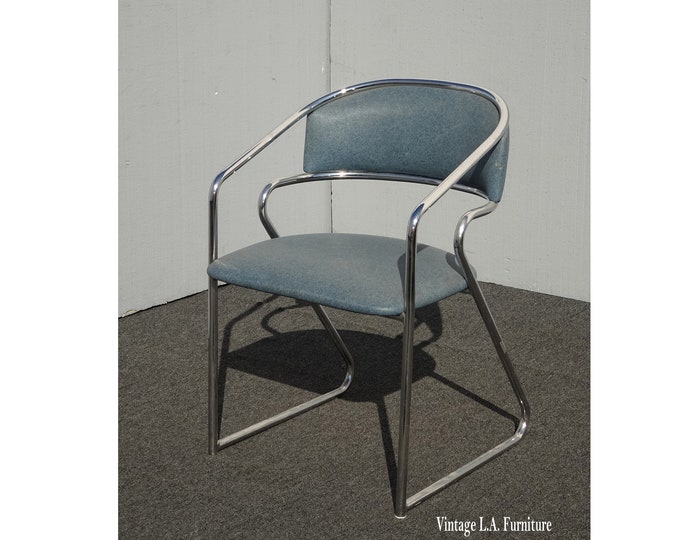 Vintage Mid Century Modern Lowenstein Chrome Chair Made in Italy