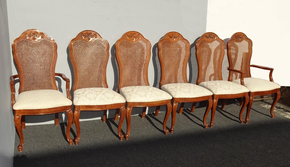 Set of Six French Country Thomasville Cane Back White Dining Etsy