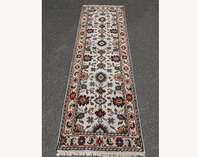 Vintage White Floral Handmade Rug Runner