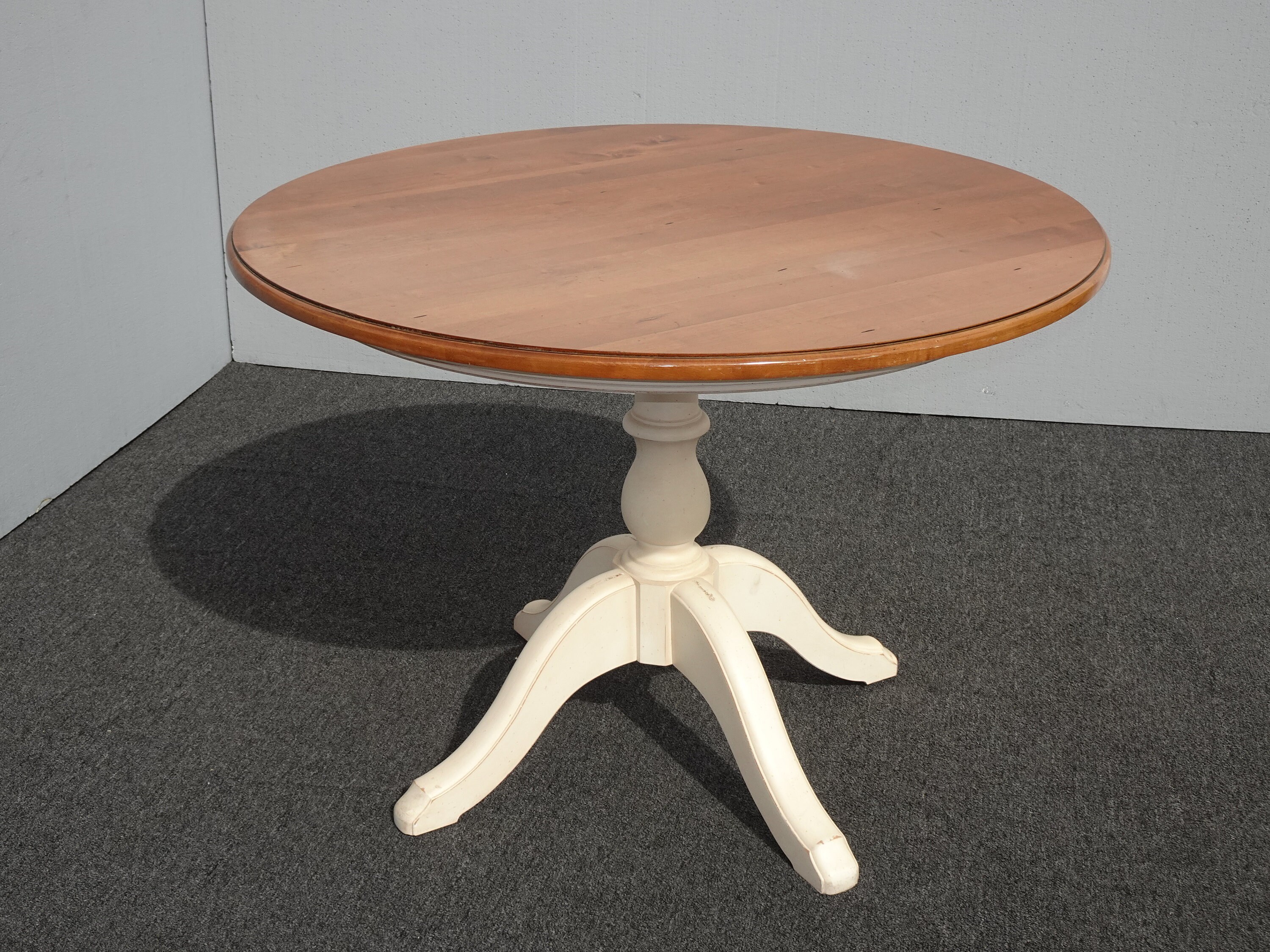 Vintage Ethan Allen French Country Brown Maple Dining Table White