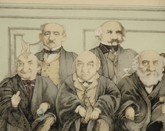 Vintage Charles Bragg Lithograph of Nine Judges High Court numbered 290/300