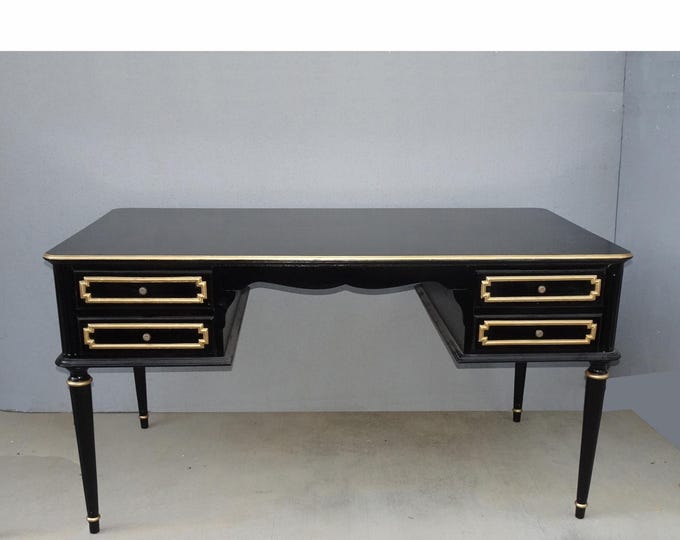 Vintage Black Ebonized Louis XVI Writing Desk ~ French