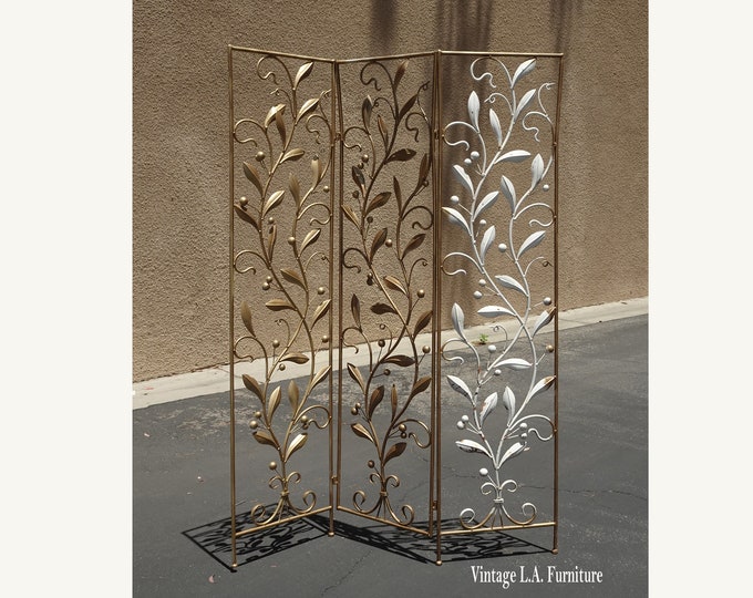 Vintage 68" Tall Floral Three Panel Folding Screen