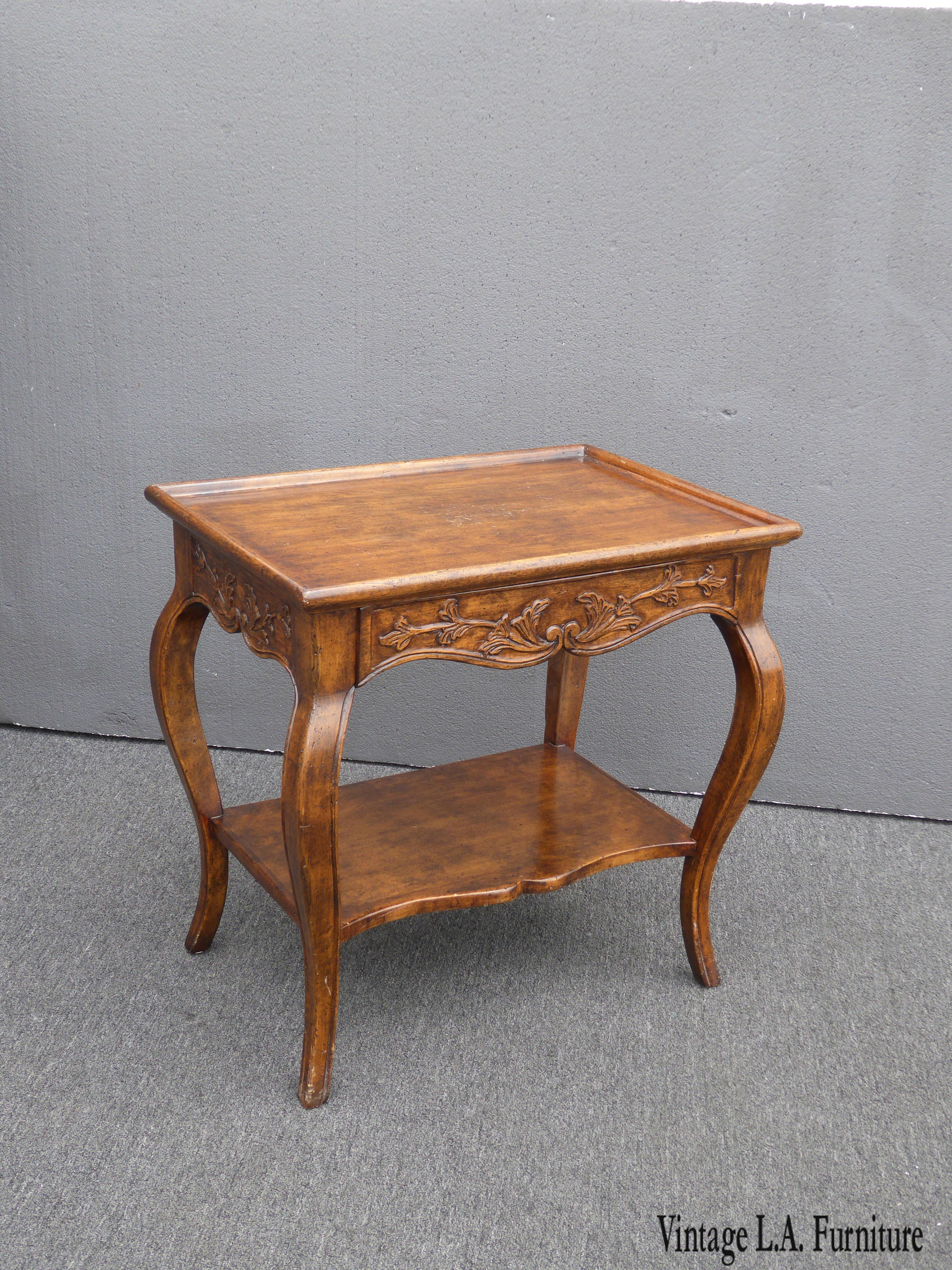 Vintage French Country One Drawer Side Table End Table