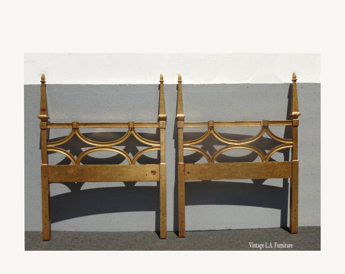 Vintage Hollywood Regency Twin Gold Gilt Headboards