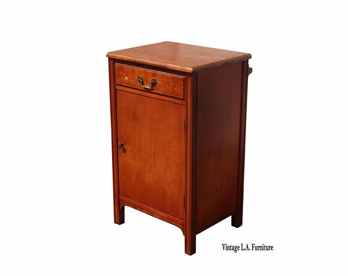 Antique Stickley Bros. Small Display Smokers Cabinet w Towel Rack One Drawer LH9