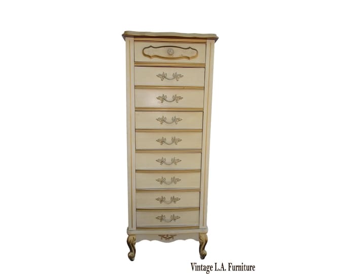 Dresser Vintage French Provincial Tallboy Dresser Lingerie Chest Brass Hardware