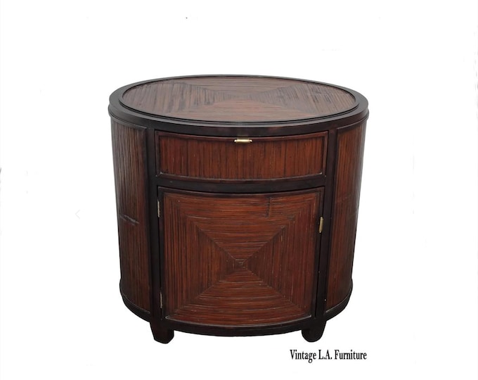 Vintage McGuire Faubourg Collection Oval Nightstand Chest With Drawer