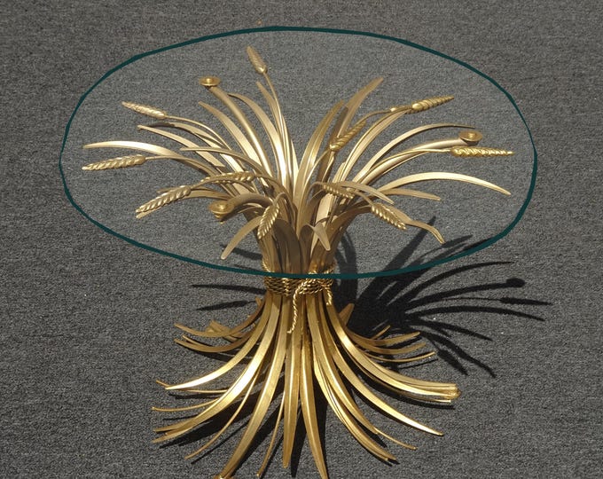 Vintage Italian Gold Wheat Sheaf Side Table