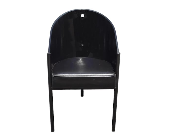 Vintage Costes Black Leather Seat Arm Chair ~ Club Chair by Philippe Starck