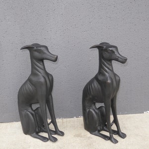 Pair Bronze Vintage Black Greyhound Dog Statues Collectible Sculpture Figurines image 5